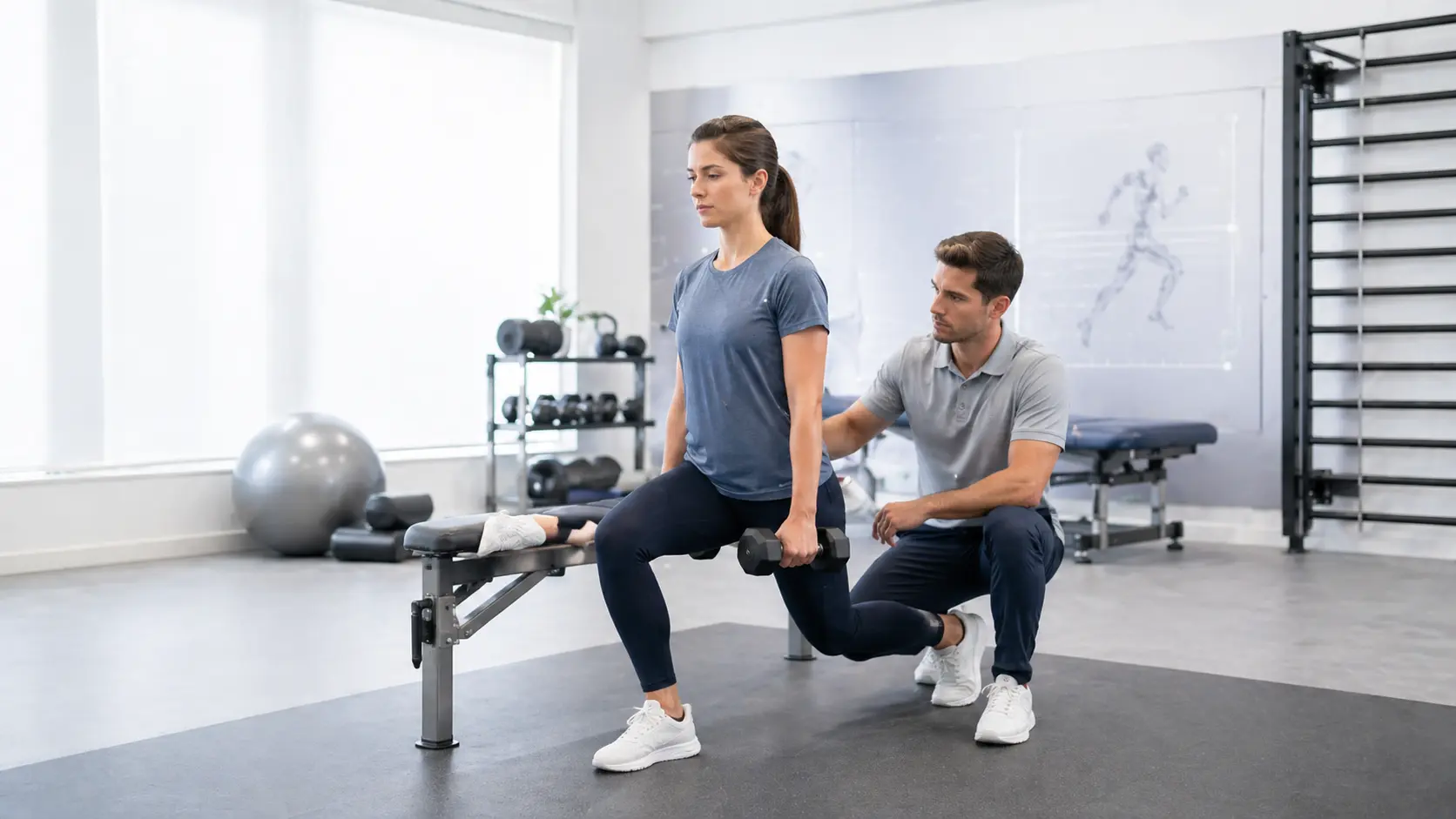 Personal training session in a modern fitness studio