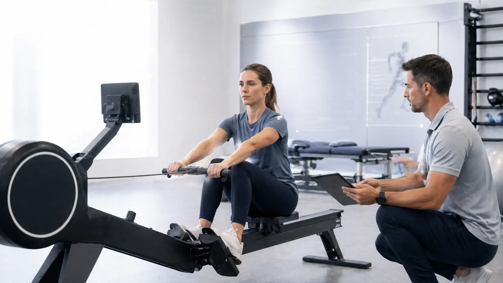 Rowing machine training for recovery and physical conditioning